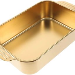 Brass serving pan Turkey Bread Steak - Oven Dishwasher Safe (Golden) Tray, Plate, Container Serving Set-image-39