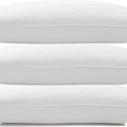 WHITE SOFT COMFORT PILLOW Cotton Solid Sleeping Pillow Pack of 3-image-2