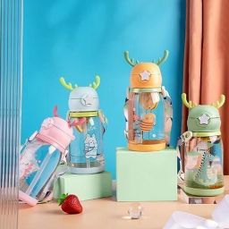 600ML Kids Water Bottle With Straw Cute Leakproof for school-image-42