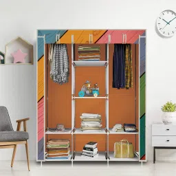 8 Shelf Foldable Collapsible Wardrobe Storage Organizer Almirah Cloth Rack PP Collapsible Wardrobe-image-41