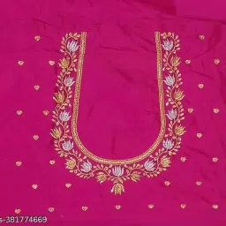 Unstitched Cotton Silk Blouse Material Embroidered-picture-3