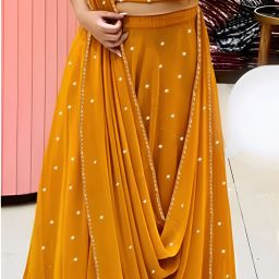 Embroidered Semi Stitched Lehenga & Crop Top-image-41