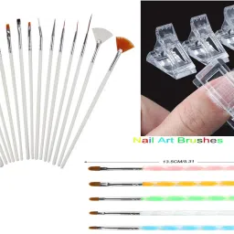 combo of nail art nail brush set dotting & silicon brush nail clip ( set of 3 items)-8