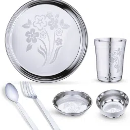Pack of 6 Stainless Steel Laser Printed (Serves 1) Dinner Set-image-23