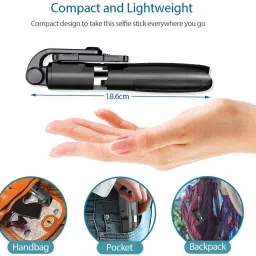Adofys KD-24 wireless bluetooth Extendable tripod+selfie stick Tripod (Black, Supports Up to 500 g) Tripod image 2