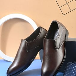 provogue Premium | Synthetic | Lightweight | Brown Formal Slip on Shoes for Men Derby For Men-picture-43