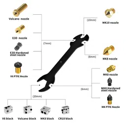 Multifunctional Wrench+ Nozzle Brush + Cleaning Needles for Ender 3 E3D / MK8 / MK10 3D Printer Parts Nozzle Cleaner Tool image 4