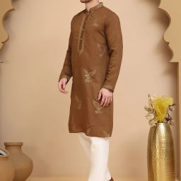 Men Silk Blend Kurta Pyjama Set-image-23