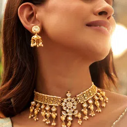 Rubans 22K Gold-Plated Kundan Studded Jewellery Set-30