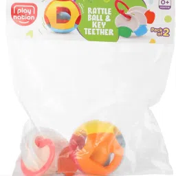 play nation Premium Rattles Set with 1 Rattle Ball &1 Key Teether for Babies, Non Toxic Baby Rattle image 5