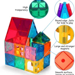 kipa gaming MagPlay 60pcs Magnetic Building Tiles & Blocks - Open-Ended Creative Toys image 5