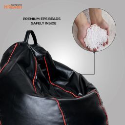 seventh heaven 4XL BeanBag_Puffy&Cushion_4XL_R87_Black&Reds Bean Bag Footstool With Bean Filling image 4