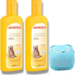 Dog Mest shampoo + Soft Bath Brush for Pet Coat Cleanser Anti-dandruff, Anti-fungal, Anti-itching, Flea and Tick, Conditioning aloe vera, neem face Dog Shampoo-image-46