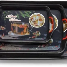 Premium Plastic Serving Tray Set – Set of 3, Multipurpose Kitchen Trays Tray Serving Set-19