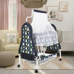 Cradle for kids cradle for baby boy and girl Cradle With Swing & Mosquito Net-2