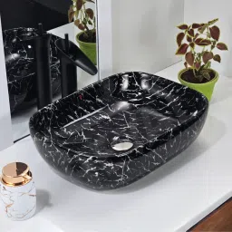 Marble Series Glossy Ceramic Wash Basin |Tabletop Wash basin (13" x 18" x 5.5") Vessel Sink-image-94