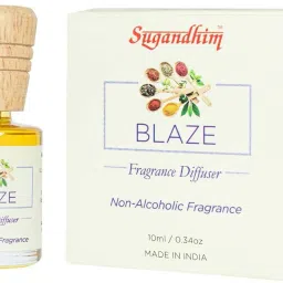Fragrance Diffuser Blaze, 1 x 10ml, For Living Room, Washroom, Bedroom, Office, Natural Fragrant Oil, Sporty, Aromatic, Trail, Car, Home Fragrances, Maintenance Free, Long Lasting, Non Toxic & Non Chemical, Eco Friendly, Multi Use, Easy To Use, Lasts 40 Days, Made In India Diffuser-image-3