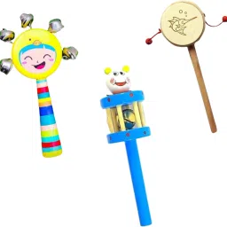 Wooden Damura Rattles Set For Baby Natural Dye Coloured Toys Rattle-image-8