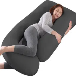 j shape pregnancy pillow Polyester Fibre, Microfibre Solid Pregnancy Pillow Pack of 1-image-30