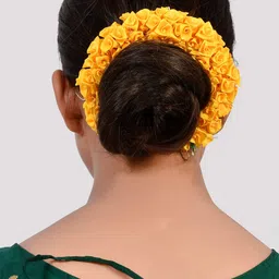 Silvermerc Designs Women Yellow Embellished gajra Hair Accessory Set-image-79