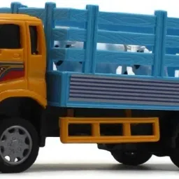 Pull back medium size country truck with two cows behind blue color-picture-13