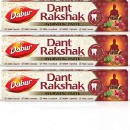 dabur Dant Rakshak Paste | Contains the goodness of 32 Ayurvedic Herbs for Germ Kill & Longevity of Teeth & Gums - 175 g (Pack of 3) Toothpaste-picture-13