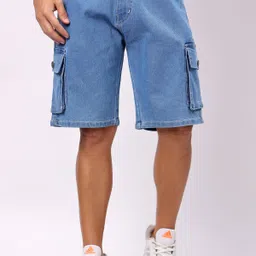 london hills Solid Men Denim Light Blue Denim Shorts-picture-10