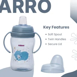 adore ARRO Soft Spout Sipper with Dust Free Cap and Twin Handle- 270ml image 2