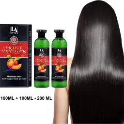 Fruit Vinegar Ammonia Free Gel Based Hair Color Colour Dye 100+100-200 ML - F , Natural Black-image-86