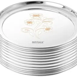 Rajbhog Quarter Plates/Thali Pearl High Gloss Laser 9 no Plate Serving Set-24