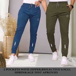 Pack of 2 Men Printed Blue, Green Track Pants-image-82
