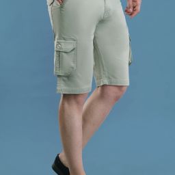 Solid Men Light Green Cargo Shorts-image-42