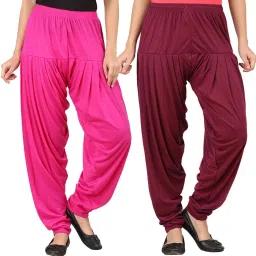 Solid Cotton Viscose Blend Women Harem Pants-image-77