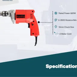 ranpra 10MM Drill Machine with 13Pcs Drill bit & 5Pcs Drill Bit And 6 Hand Tool Kit Power & Hand Tool Kit image 3