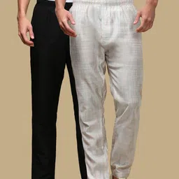 white heart Pack of 2 Ethnic Wear Viscose Blend Elasticated Waist with Side Pockets Men Pyjama-picture-46