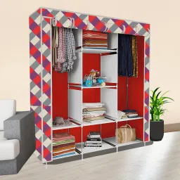 8 Shelf Foldable Collapsible Wardrobe Storage Organizer Almirah Cloth Rack PP Collapsible Wardrobe-image-40