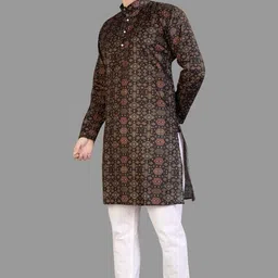 cellux Men Cotton Blend Kurta Pyjama Set-picture-5