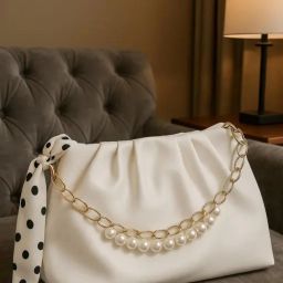 White Women Sling Bag Classy White Evening Bag for Women – Pearl Embellished Shoulder Purse-image-62