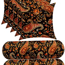 Combo Set of 5 Cushion And 2 Microfibre Floral Bolster Pack of 7-21