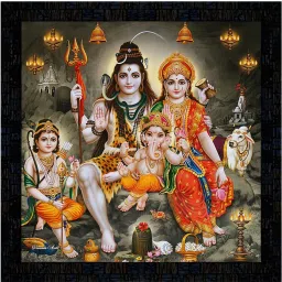 Poster And Frame Bholenath Parivar Framed Poster | Best Gift For Home Decoration Digital Reprint 14 inch x 14 inch Painting-image-83