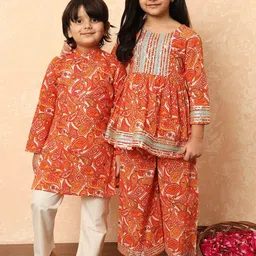Readiprint Fashions Boys Paisley Printed Pure Cotton Straight Kurta With Pyjamas-56
