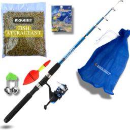 2.1 MTR FISHING ROD REEL COMBO SET WITH KEEPING NET AND ATTRACTANTG19 HM219 Multicolor Fishing Rod-image-9