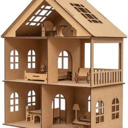Wooden DIY Dollhouse Kit with Furniture & Watercolour Creative Gift for Kids 5+-image-3