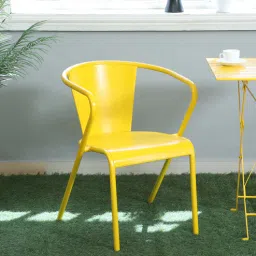 bohemiana from pepperfry Schuller Metal Stackable Outdoor Chair In Yellow Finish-picture-1