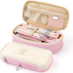 Large Capacity Expandable Pencil Pouch for School Gift Double Zipper Gift Set Geometry Box-image-42