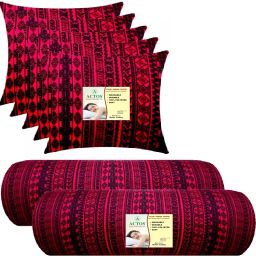 5 Cushion And 2 Microfibre Geometric Bolster Pack of 7-image-88