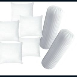 Set Of 5 Cushion & 2 Microfibre Stripes Bolster Pack of 7-image-41