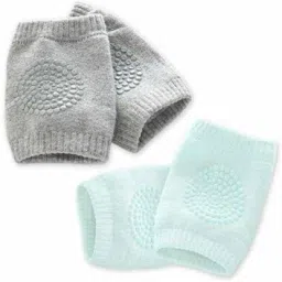 Knee Pads for Crawling, Elbow Safety Protector, Stretchable Anti-Slip Padded Elastic Soft Cotton Breathable Comfortable Knee Cap for Kids - Set of 2 Pairs Baby Knee Pads GRey, green Baby Knee Pads-image-20