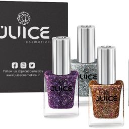 | 3 NAIL POLISH COMBO 10 (PURPLE DIVA-S18/HOT SILVER-S26/SILVERISH GOLD-S28) & 1 NAIL POLISH REMOVER | WATERPROOF & LONG LASTING-15