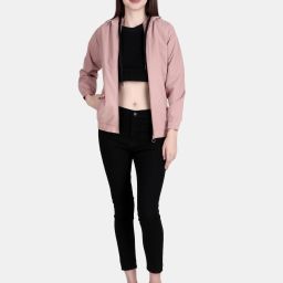 SPORTIZM Sportizm's Stylish Winter Zipper Hooded Windcheater For Women Self Design Women Wind Cheater-image-64